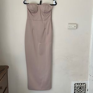 Size L Strapless Sweetheart Bustier/Corset Top Thigh High Slit Dress